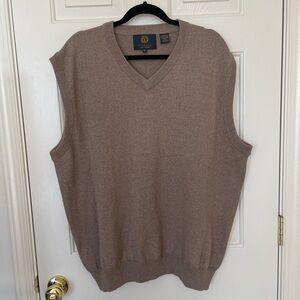Viyella 100% Merino Wool Sweater Vest Tan Brown Classic Knit Pullover XXL